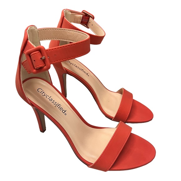 NEW City Classified Red Strappy Stiletto Sandals Women’s Size 7.5 - Picture 3 of 7